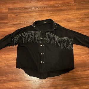 Diamond fringe Jean jacket